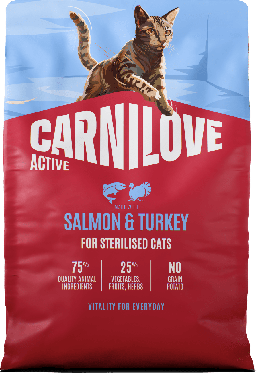 Granule CARNILOVE Active pro sterilizované kočky losos & krůta 2 kg