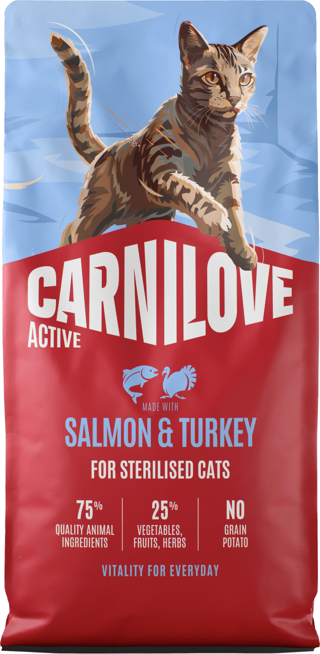 Granule CARNILOVE Active pro sterilizované kočky losos a krůta 6 kg