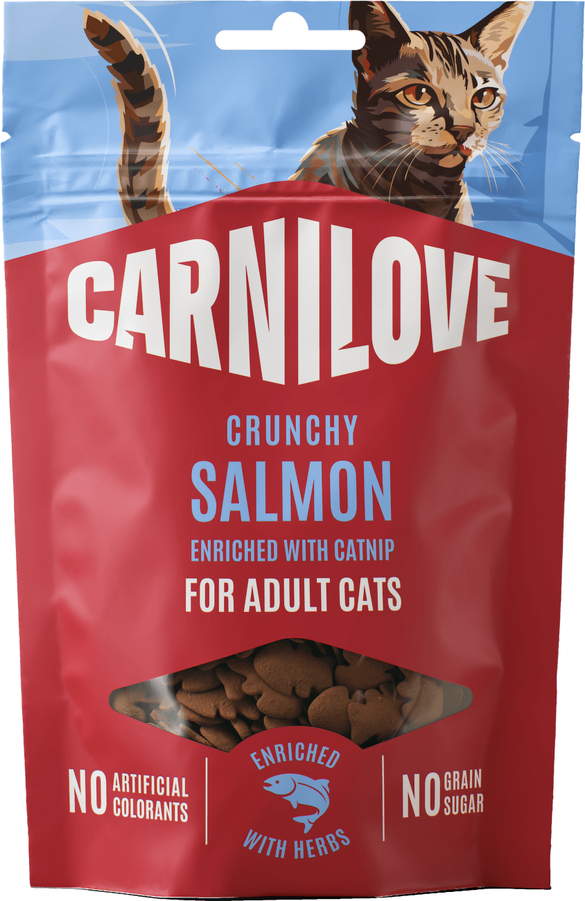 Pamlsek CARNILOVE Crunchy pro dospělé kočky losos se šantou kočičí 50 g