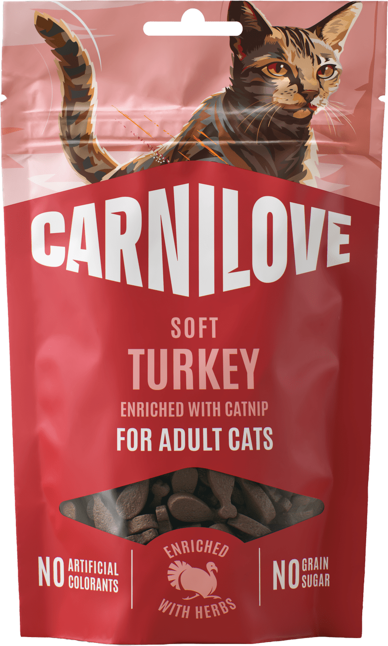 Pamlsek CARNILOVE Soft pro dospělé kočky krůta se šantou kočičí 50 g
