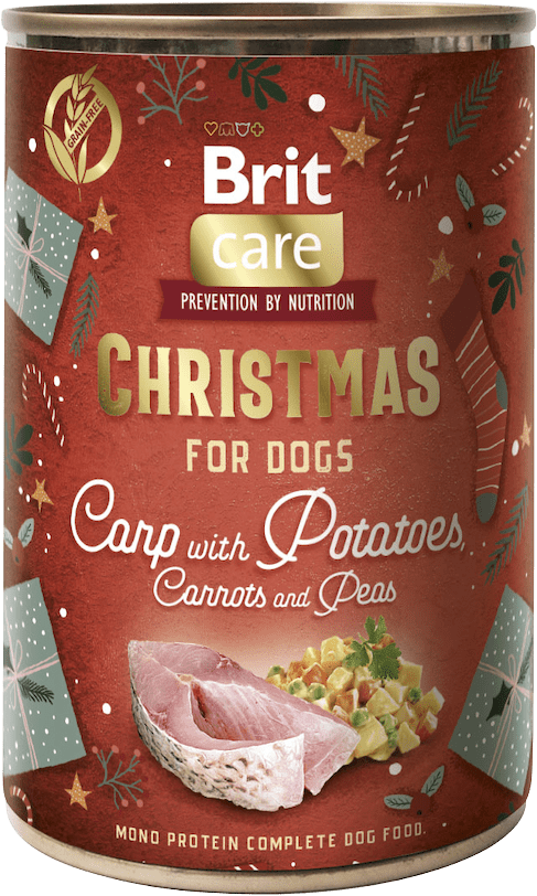 Konzerva Brit Care Dog Christmas Monoprotein kapr s bramborovým salátem 400 g