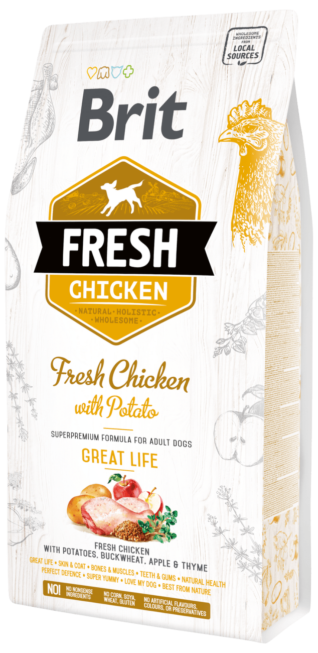 Brit Fresh granuly Adult Great Life kura a zemiaky 2,5 kg