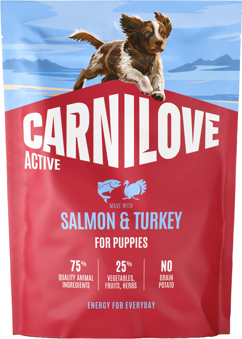 Granule CARNILOVE Active pro štěňata losos a krůta 1,5 kg