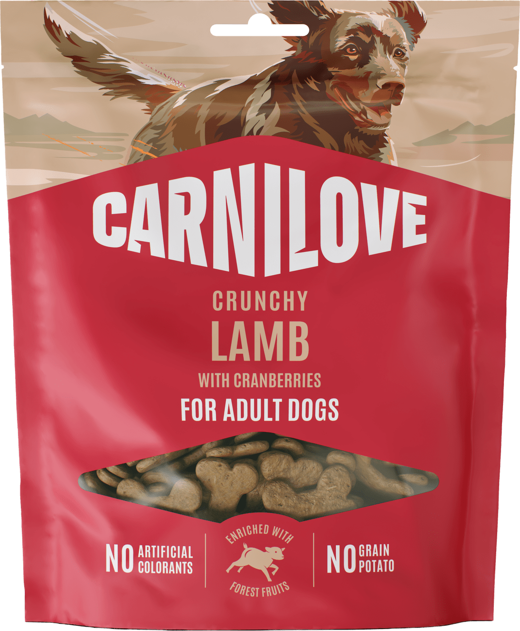 Pamlsek CARNILOVE Crunchy pro dospělé psy jehněčí s brusinkami 200 g