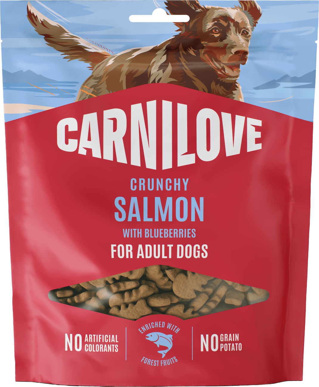 Pamlsek CARNILOVE Crunchy pro dospělé psy losos s borůvkami 200 g