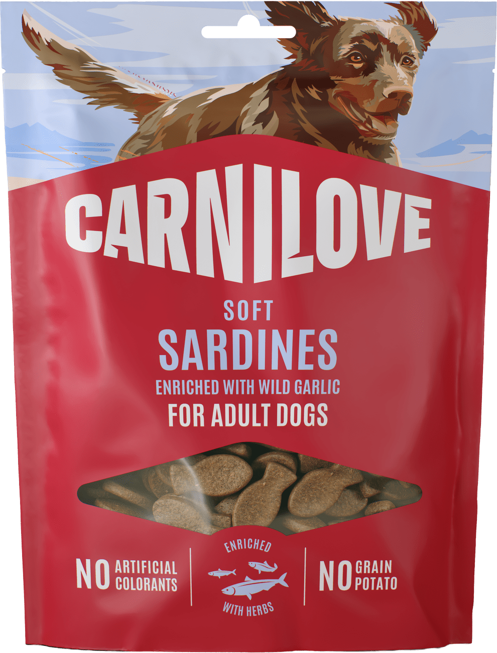 Pamlsek CARNILOVE Soft pro dospělé psy sardinky s divokým česnekem 200 g