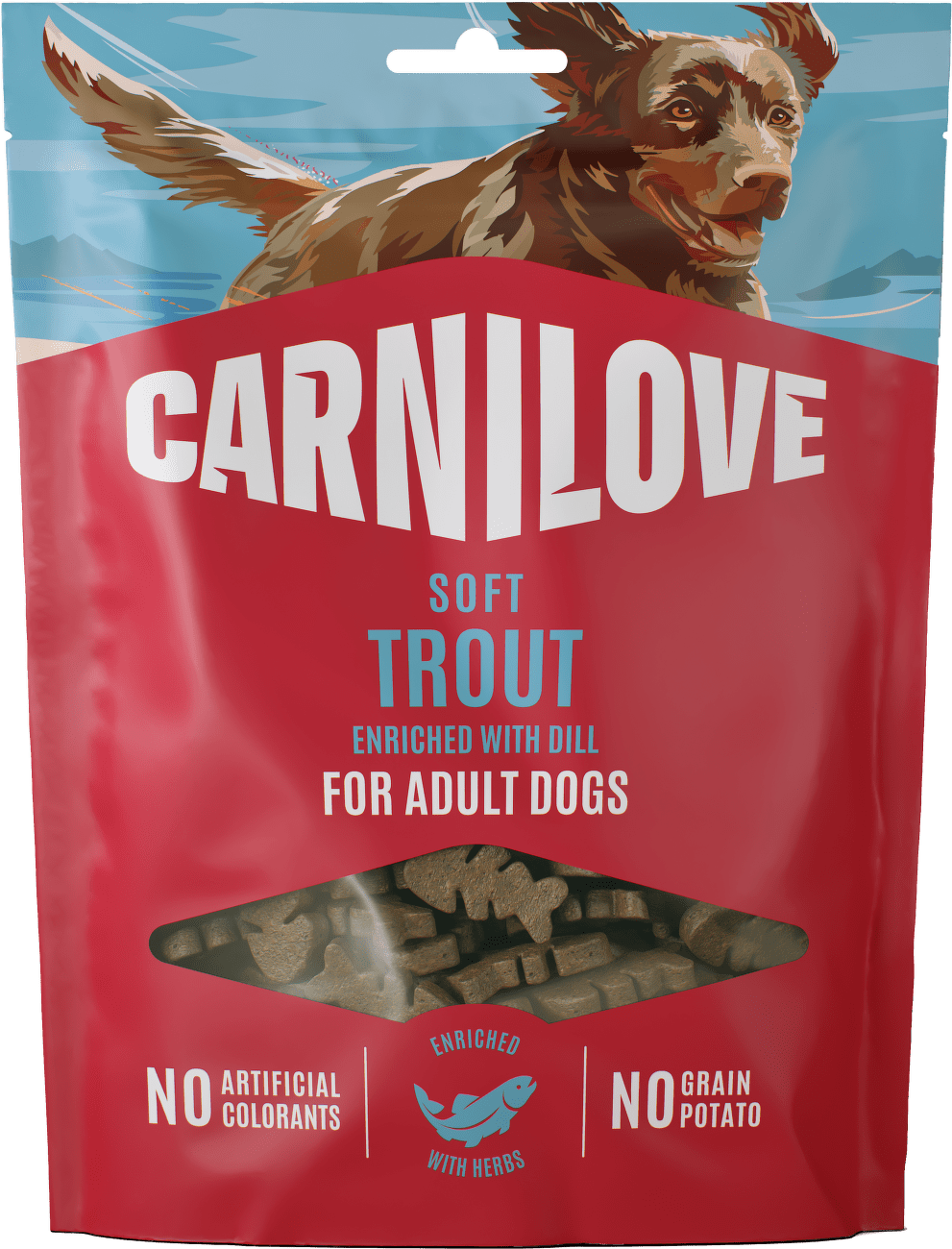 Pamlsek CARNILOVE Soft pro dospělé psy pstruh s koprem 200 g