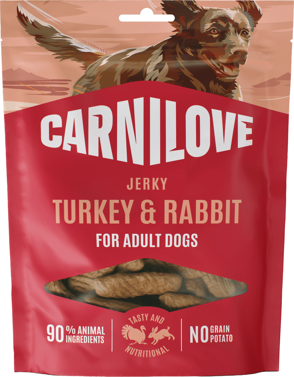 Pamlsek CARNILOVE Jerky pro dospělé psy krůta a králík 100 g