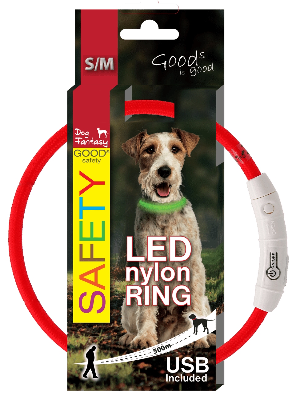 DF obojok LED nylon červený 45cm