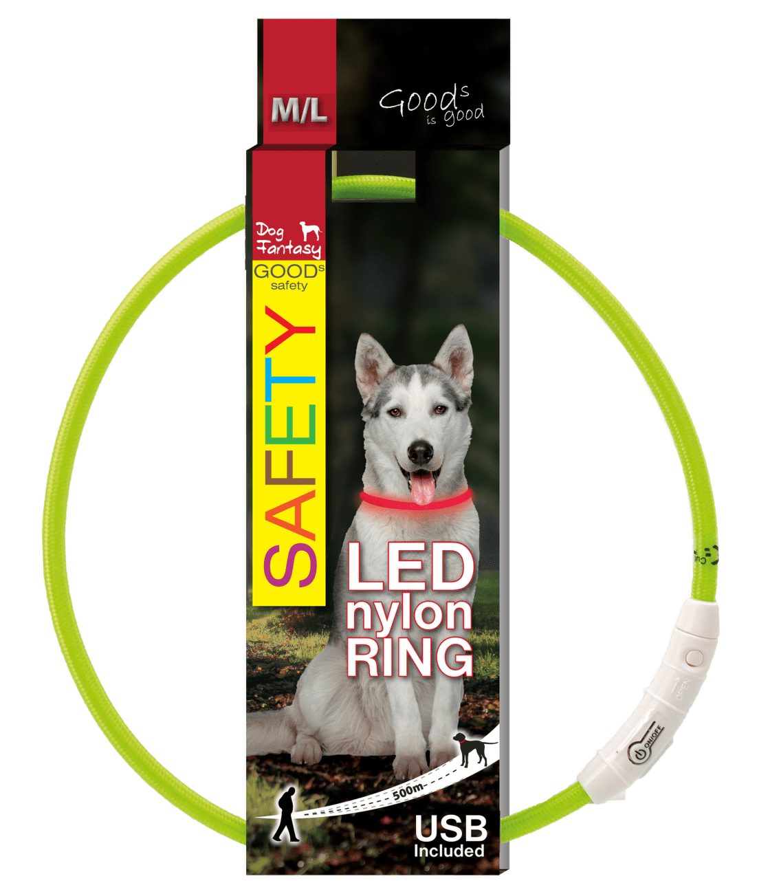 DF obojok LED nylon zelený 65 cm