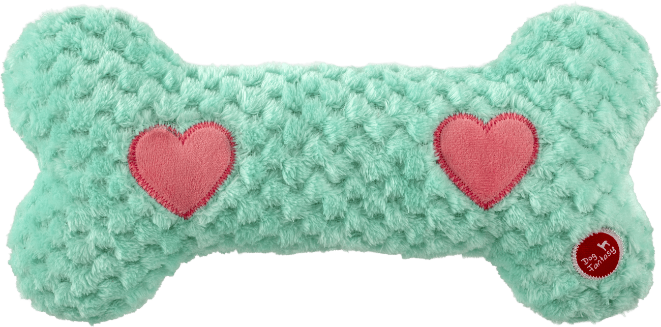 Hračka Dog Fantasy Cuddle kost nahřívací tyrkysová 30 cm