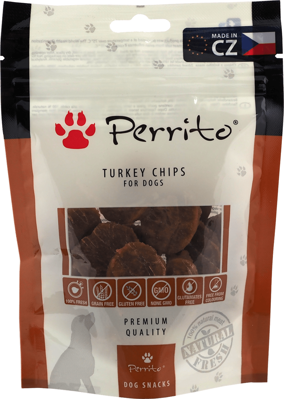 Pochoutka Perrito sušené krůtí chipsy pro psy 100 g