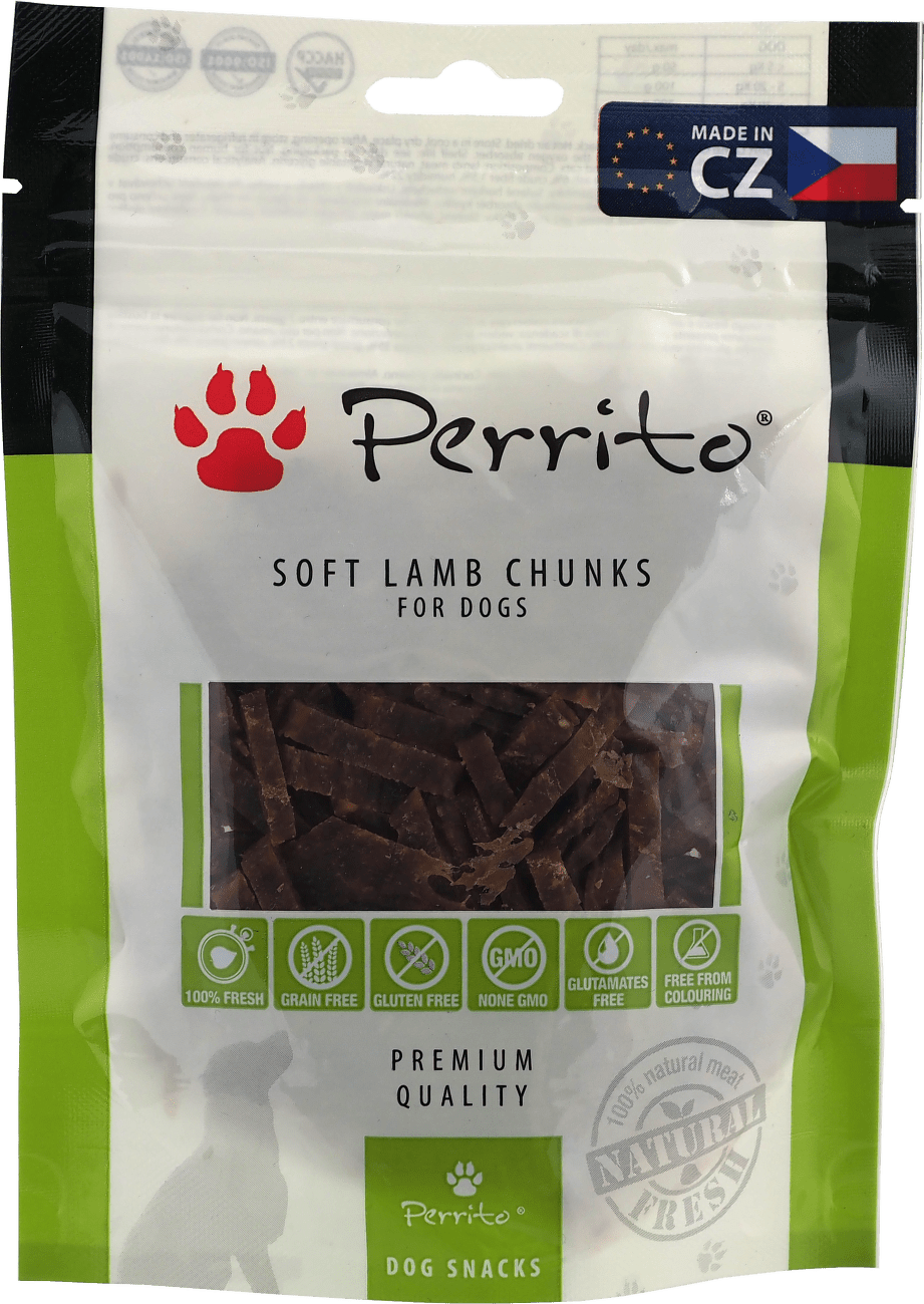 Pochoutka Perrito sušené jehněčí kousky pro psy 100 g