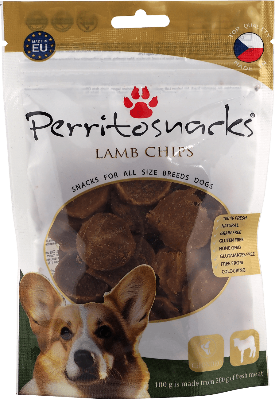 Pochoutka Perrito sušené jehněčí chipsy pro psy 100 g