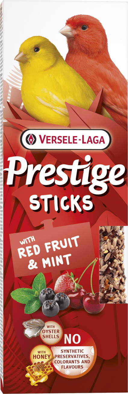 Tyčinky Versele-Laga  Prestige Sticks kanár červené ovoce a máta 60g 2ks