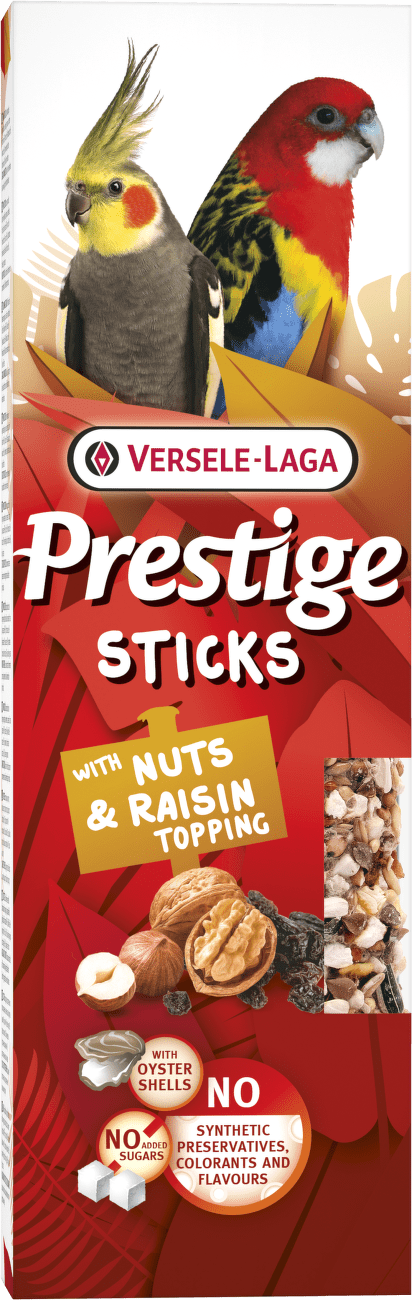 Tyčinky Versele-Laga Prestige velký papoušek ořechy s rozinkami 140g 2ks