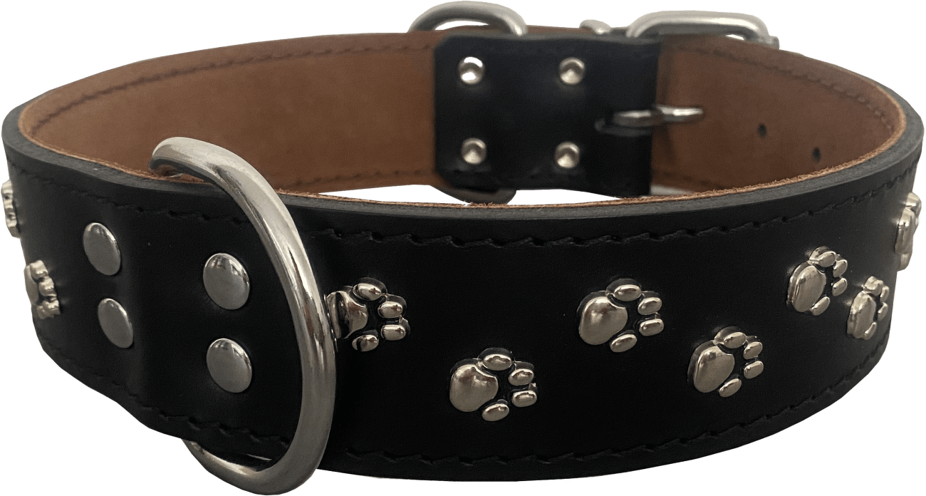 Obojek JAGO, zdobený TLAPKAMI 40*50 černá