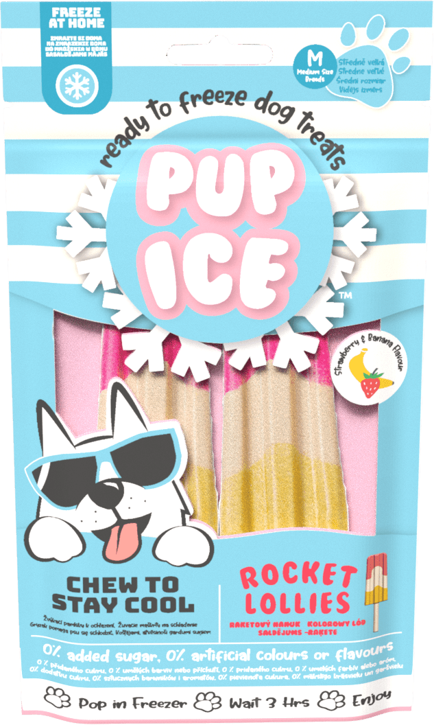 PUP ICE chladiaca pochúťka zmrzlina pre psov s jahodou a banánom 90 g