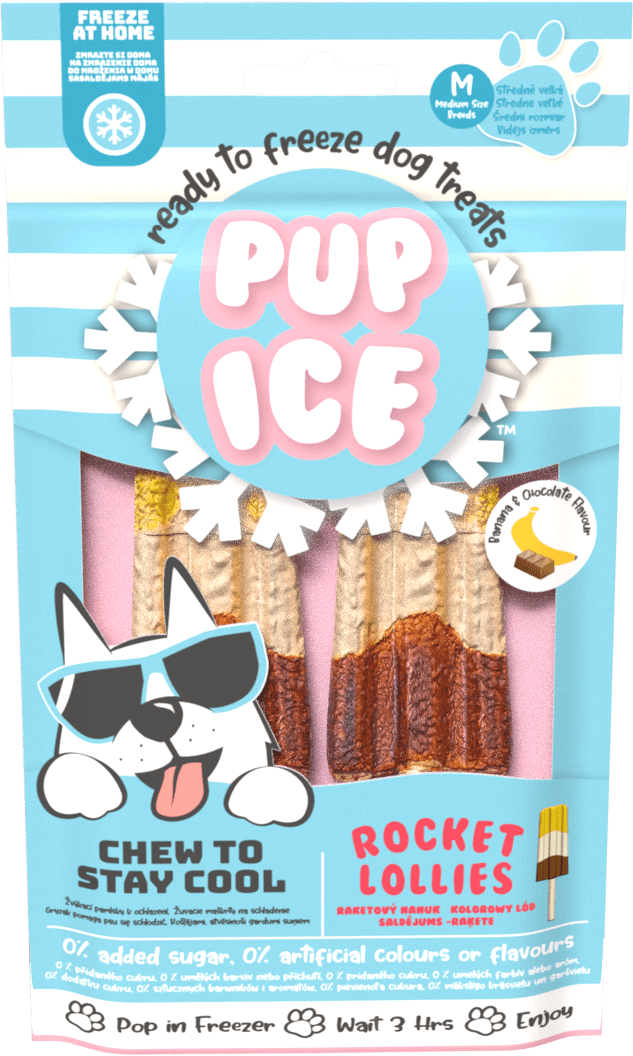 PUP ICE chladiaca pochúťka zmrzlina pre psov s banánom a karobom 90 g