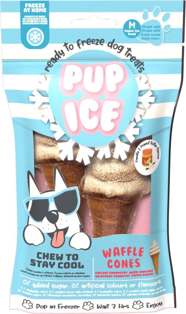 PUP ICE chladiaca pochúťka zmrzlina pre psov s vanilkou a arašidovým maslom 110 g