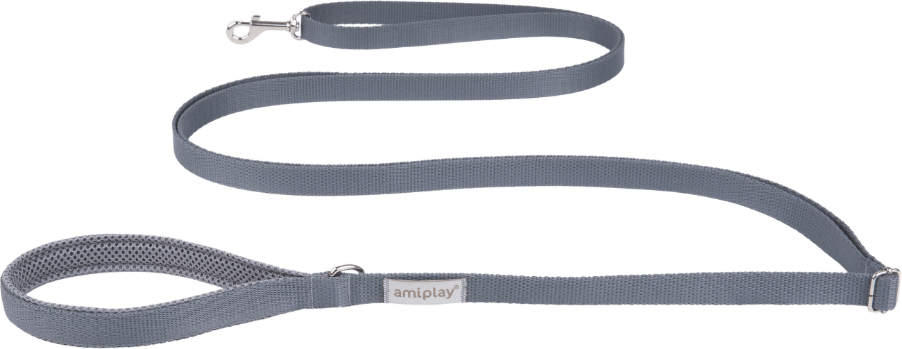 Vodítko pro psy Amiplay Samba Easy Fix nastavitelné šedé S 160–300 cm × 1,5 cm