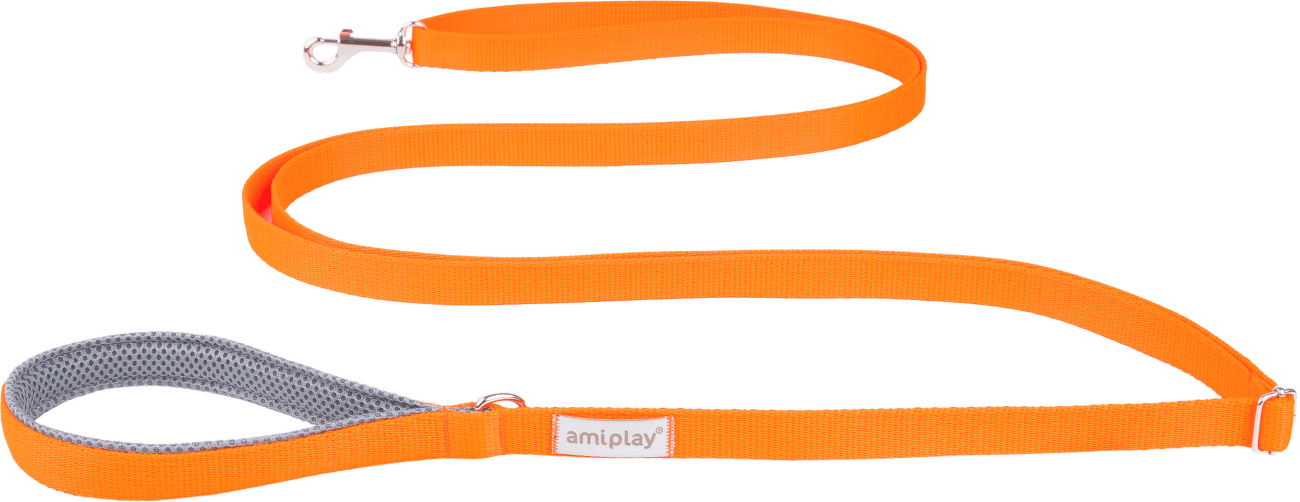 Vodítko pro psy Amiplay Samba Easy Fix nastavitelné oranžové M 160–300 cm × 2 cm