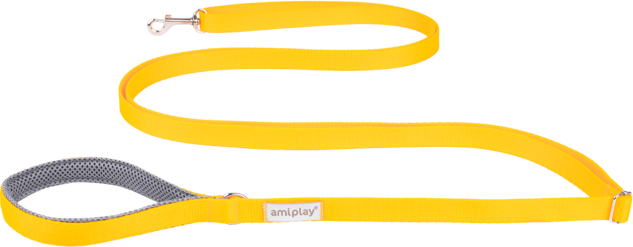Vodítko pro psy Amiplay Samba Easy Fix nastavitelné žluté M 160–300 cm × 2 cm