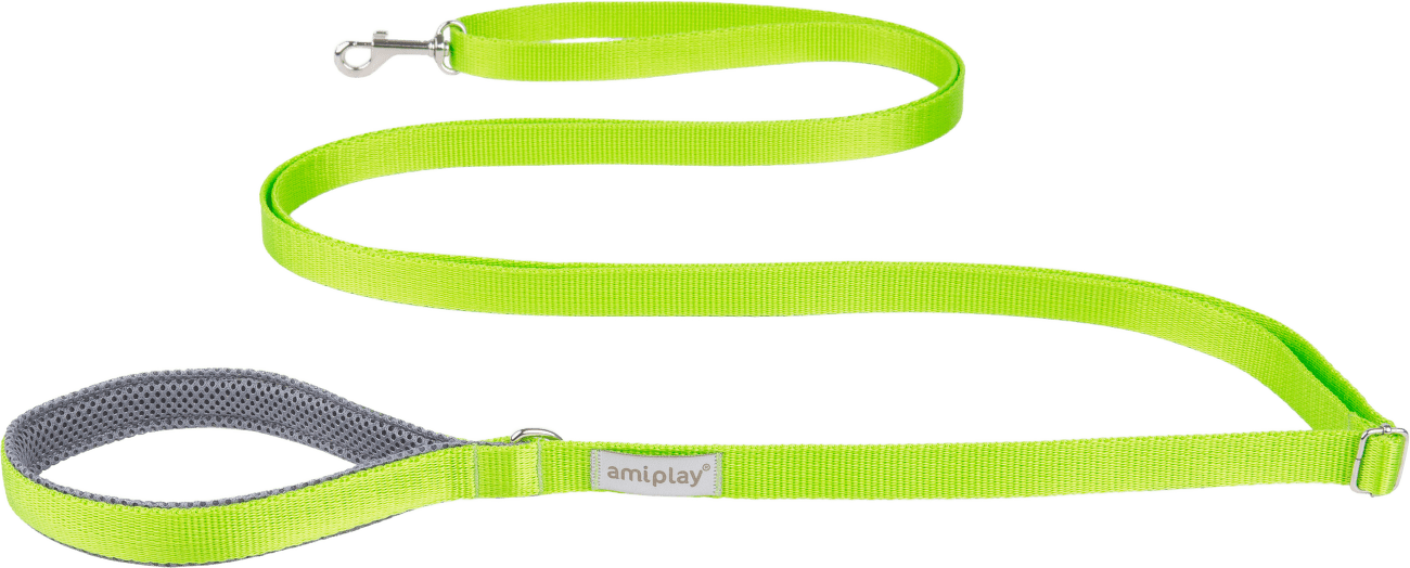 Vodítko pro psy Amiplay Samba Easy Fix nastavitelné zelené L 160–300 cm × 2,5 cm