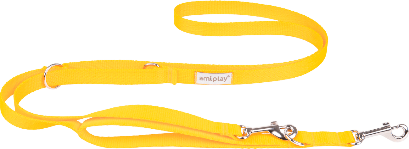 Vodítko pro psy Amiplay Samba 7v1 nastavitelné žluté S 100–200 cm × 1,5 cm