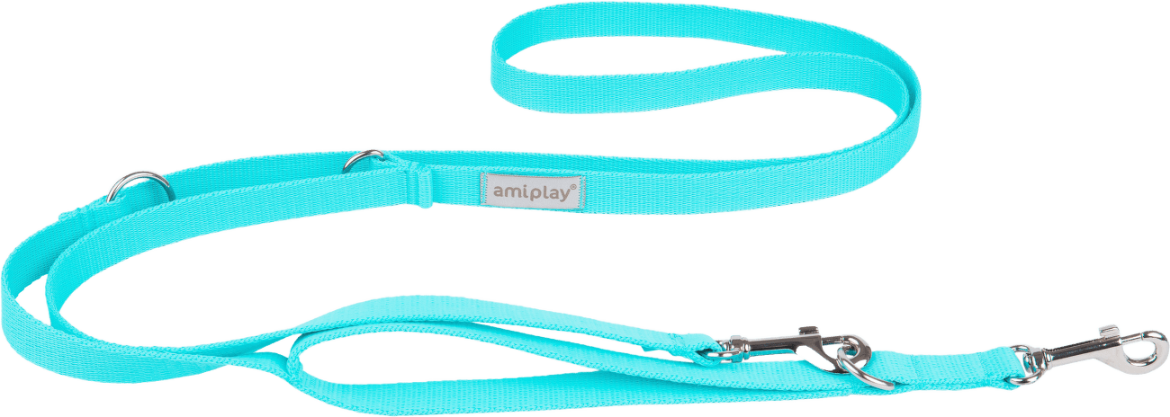 Vodítko pro psy Amiplay Samba 7v1 nastavitelné modré M 100–200 cm × 2 cm