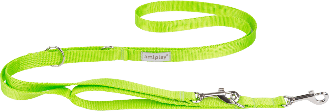 Vodítko pro psy Amiplay Samba 7v1 nastavitelné zelené M 100–200 cm × 2 cm
