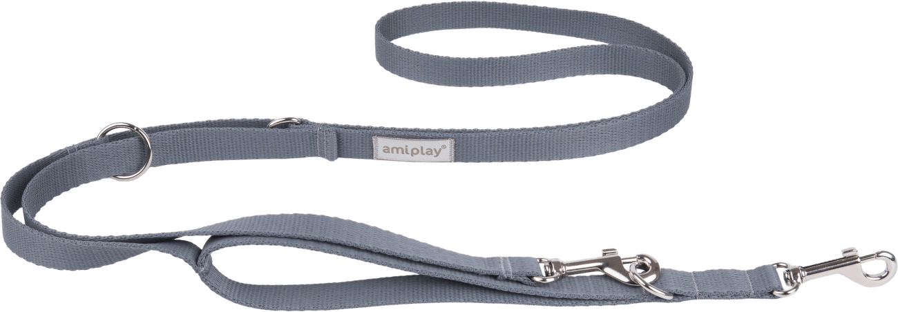Vodítko pro psy Amiplay Samba 7v1 nastavitelné šedé XL 100–200 cm × 2,5 cm