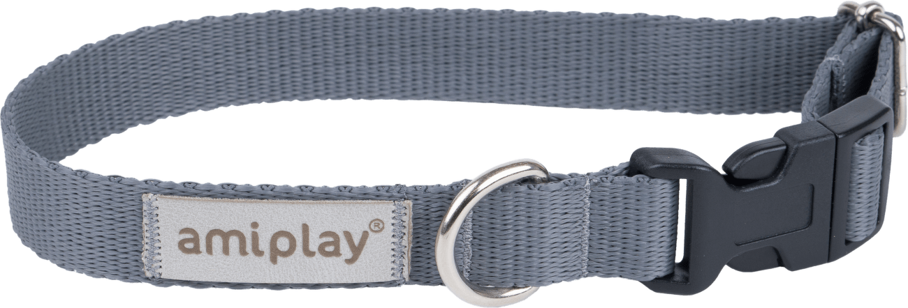 Obojek pro psy Amiplay Samba nastavitelný šedý S 20–35 cm × 1,5 cm