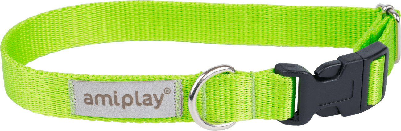 Obojek pro psy Amiplay Samba nastavitelný zelený S 20–35 cm × 1,5 cm