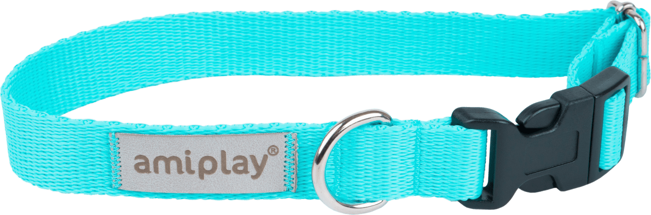 Obojek pro psy Amiplay Samba nastavitelný modrý M 25–40 cm × 2 cm