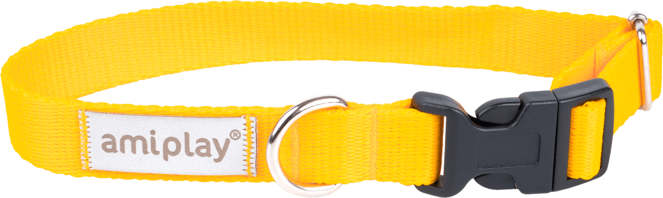 Obojek pro psy Amiplay Samba nastavitelný žlutý L 35–50 cm × 2,5 cm