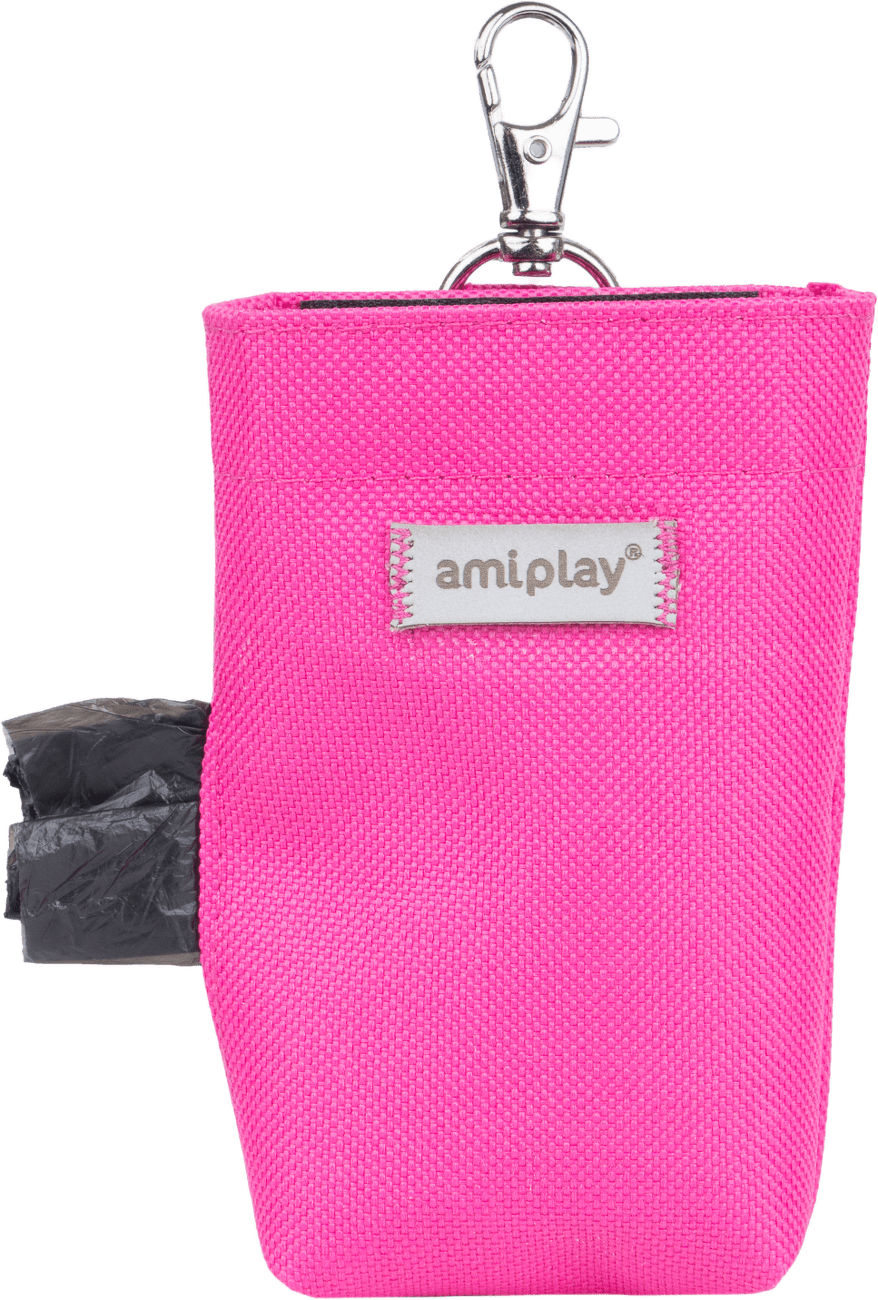 Pouzdro na sáčky na psí exkrementy Amiplay Samba růžové 6 × 2 × 11 cm