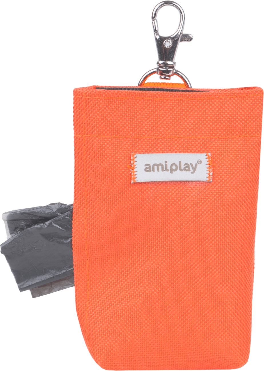 Pouzdro na sáčky na psí exkrementy Amiplay Samba oranžové 6 × 2 × 11 cm