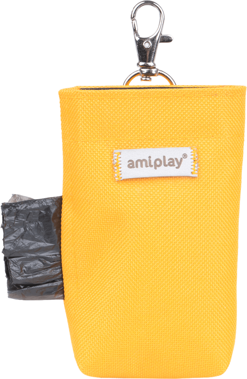 Pouzdro na sáčky na psí exkrementy Amiplay Samba žluté 6 × 2 × 11 cm