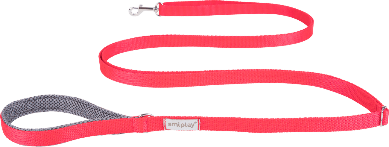 Vodítko pro psy Amiplay Samba Easy Fix nastavitelné červené M 160–300 cm × 2 cm