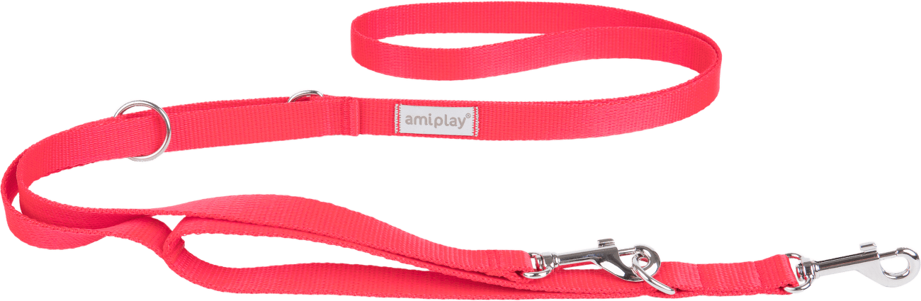 Vodítko pro psy Amiplay Samba 7v1 nastavitelné červené XL 100–200 cm × 2,5 cm