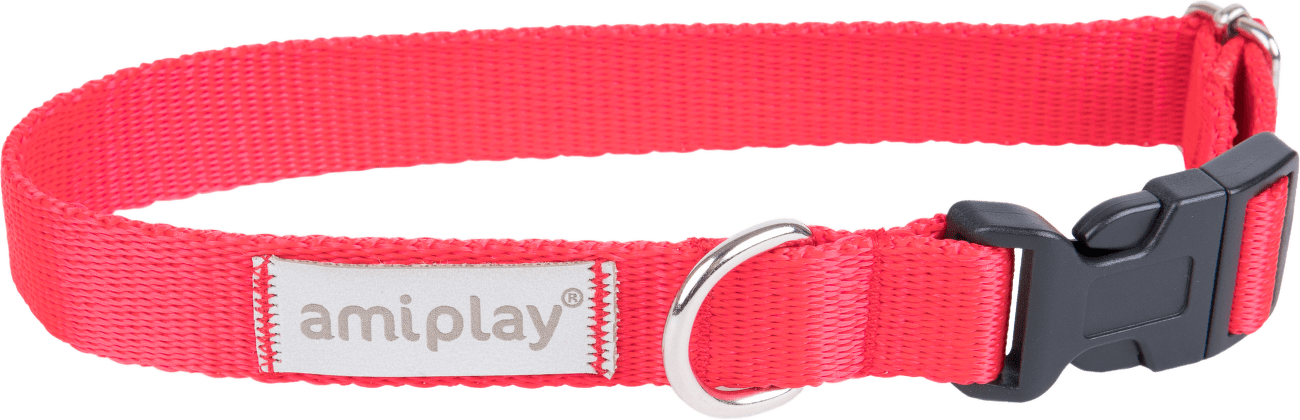 Obojek pro psy Amiplay Samba nastavitelný červený L 35–50 cm × 2,5 cm