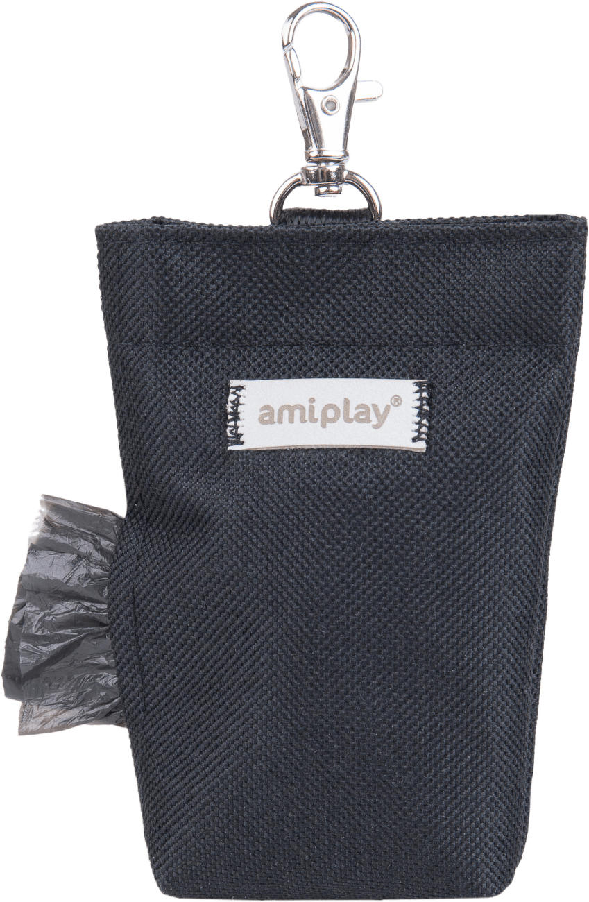 Pouzdro na sáčky na psí exkrementy Amiplay Samba černé 6 × 2 × 11 cm