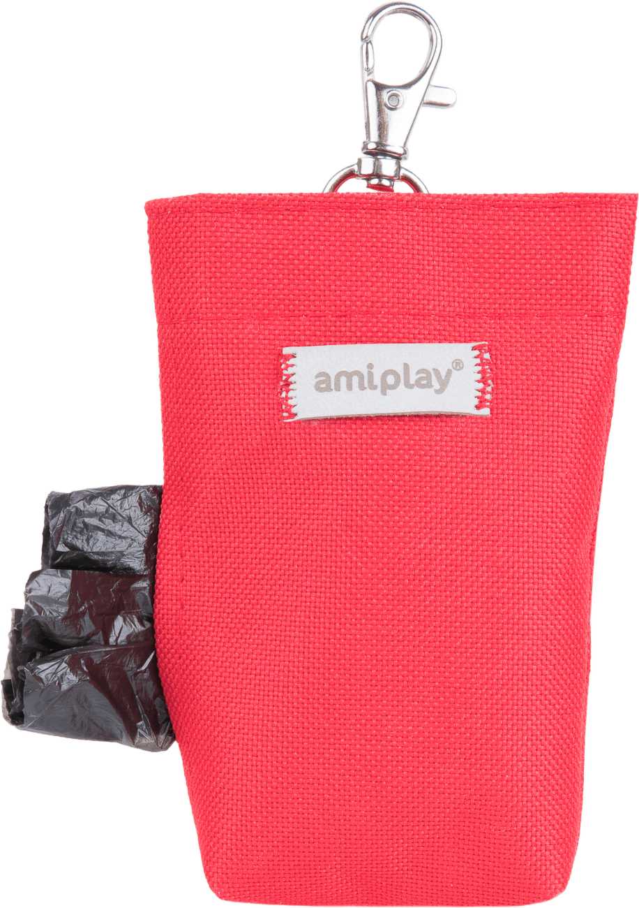 Pouzdro na sáčky na psí exkrementy Amiplay Samba červené 6 × 2 × 11 cm