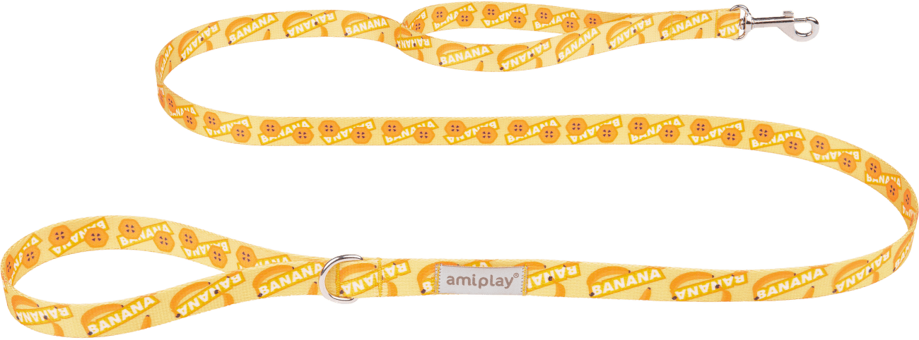 Vodítko pre psov Amiplay BeHappy Banana M 150 cm × 2 cm
