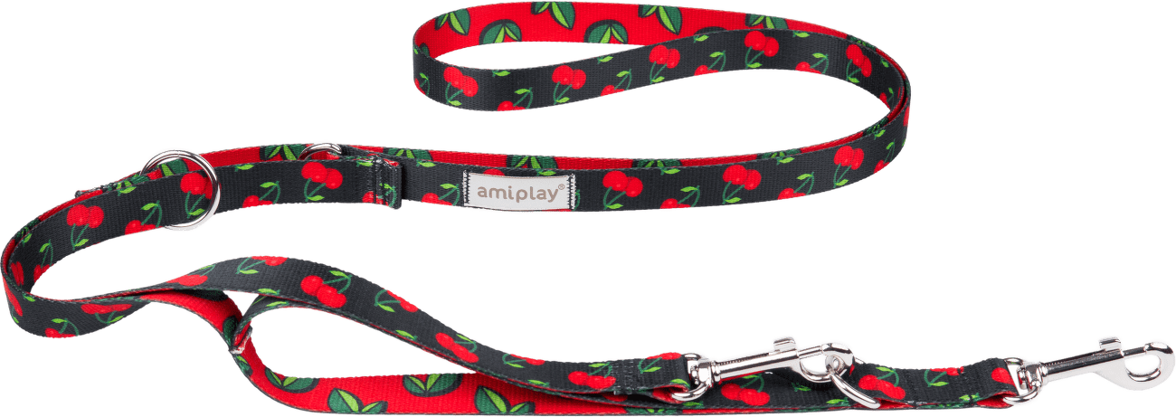 Vodítko pre psov Amiplay BeHappy Cherry 7v1 nastaviteľné S 100–200 cm × 1,5 cm