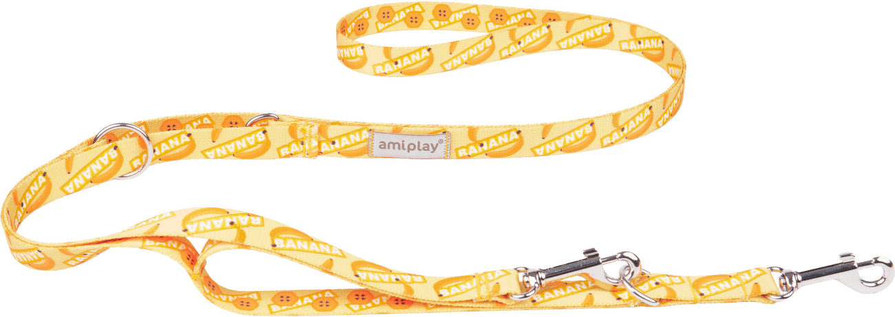 Vodítko pre psov Amiplay BeHappy Banana 7v1 nastaviteľné S 100–200 cm × 1,5 cm