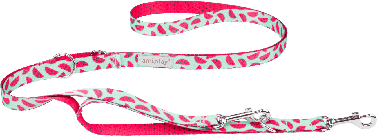 Vodítko pre psov Amiplay BeHappy Watermelon 7v1 nastaviteľné M 100–200 cm × 2 cm