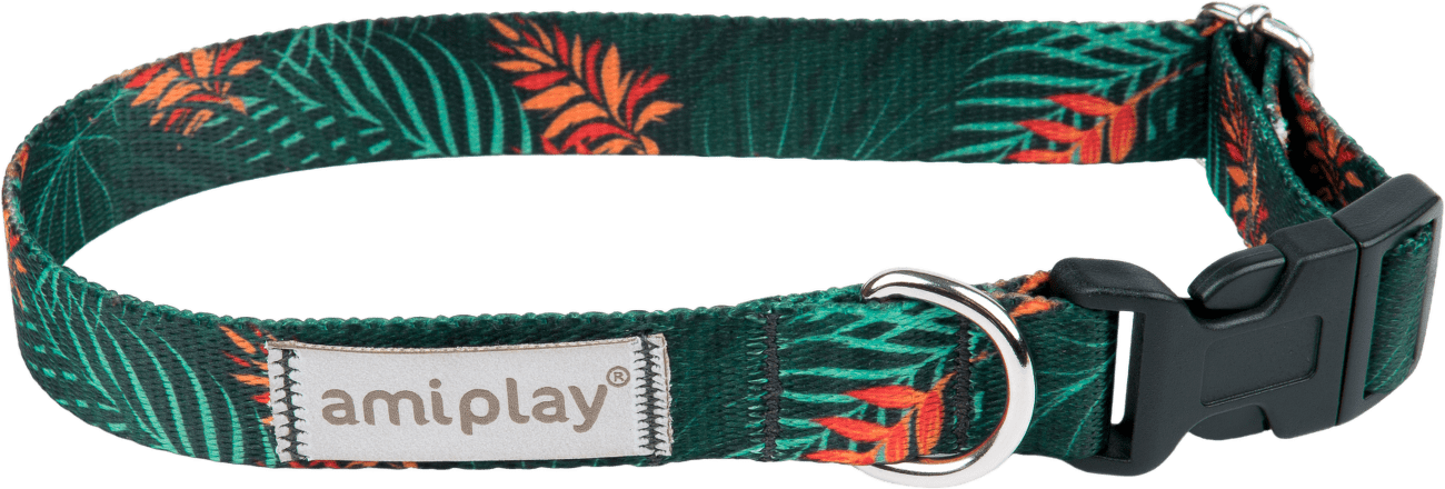 Nastavitelný obojek Amiplay BeHappy Jungle L 35–50 cm × 2,5 cm