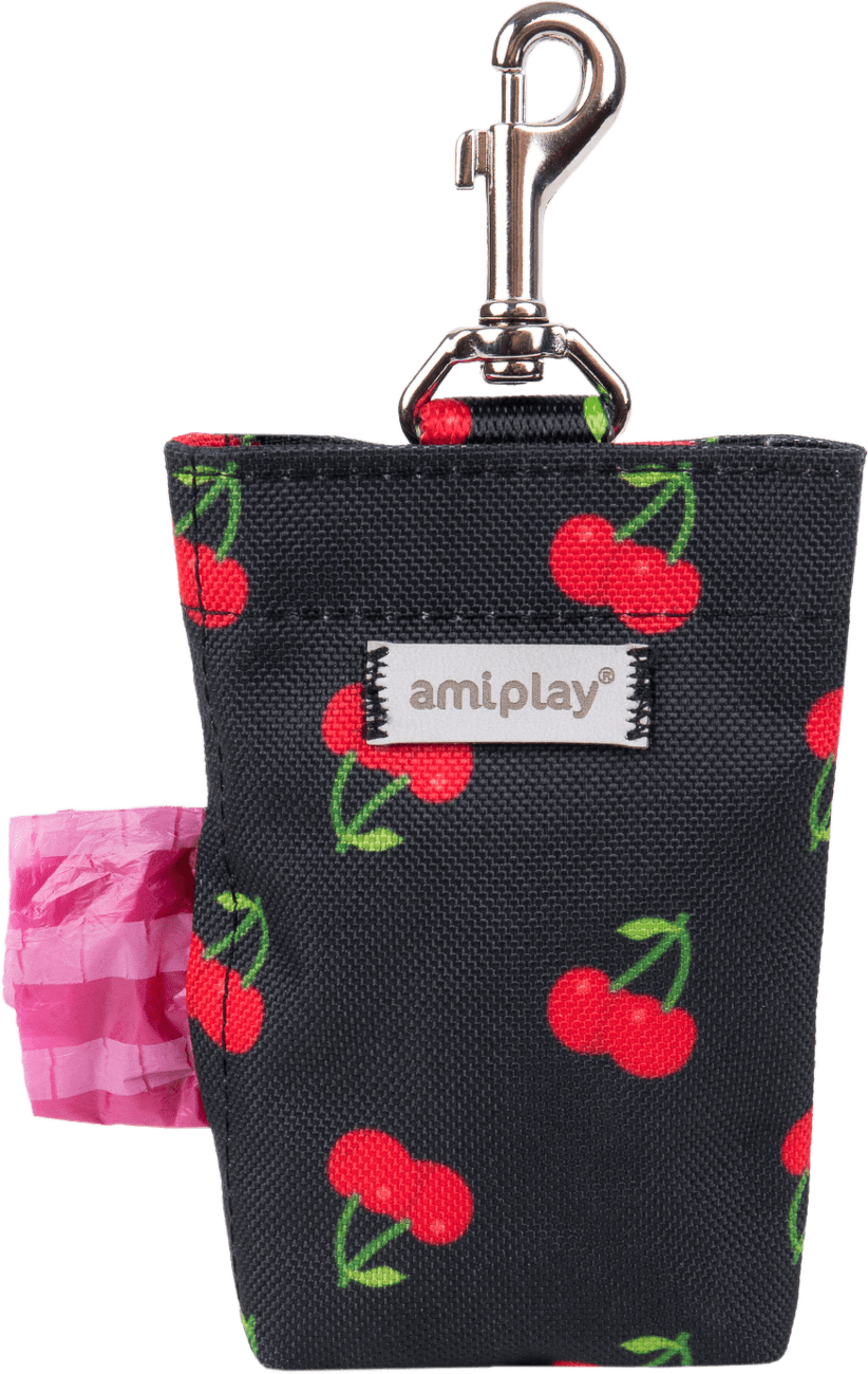 Pouzdro na sáčky na psí exkrementy Amiplay BeHappy Cherry 6 × 2 × 11 cm